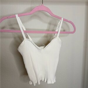 Zara White Ribbed Camisole Top